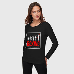 Лонгслив хлопковый женский Boxing evolution its revolution, цвет: черный — фото 2