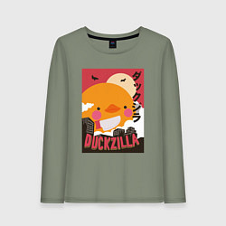Женский лонгслив Утка Годзилла