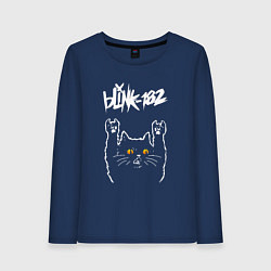 Лонгслив хлопковый женский Blink 182 rock cat, цвет: тёмно-синий