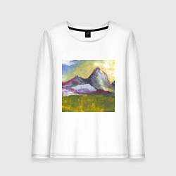 Лонгслив хлопковый женский Арт Утро в горах, цвет: белый