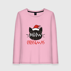 Лонгслив хлопковый женский Meow - Christmas, цвет: светло-розовый