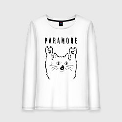 Лонгслив хлопковый женский Paramore - rock cat, цвет: белый