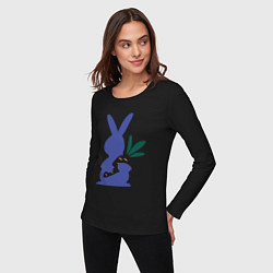 Лонгслив хлопковый женский Синий кролик, цвет: черный — фото 2