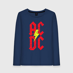 Лонгслив хлопковый женский AC DC logo, цвет: тёмно-синий