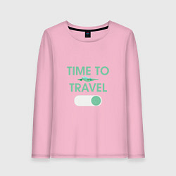 Лонгслив хлопковый женский Time to travel, цвет: светло-розовый