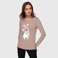 Лонгслив хлопковый женский Кролик Бендер - 2023, цвет: пыльно-розовый — фото 2