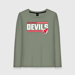 Лонгслив хлопковый женский Нью - Джерси Девилз нхл, цвет: авокадо