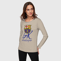 Лонгслив хлопковый женский Barcelona - Spain - goalkeeper, цвет: миндальный — фото 2