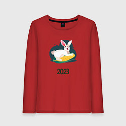 Лонгслив хлопковый женский Кролик 2023, цвет: красный