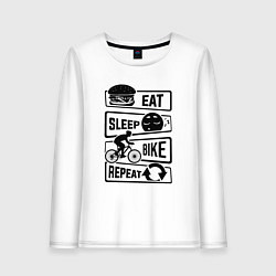 Женский лонгслив Eat sleep bike repeat art