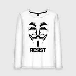 Лонгслив хлопковый женский Guy Fawkes - resist, цвет: белый