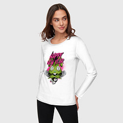 Лонгслив хлопковый женский Green rabbit Happy new year, цвет: белый — фото 2
