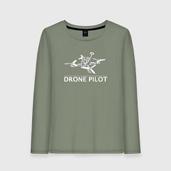 Лонгслив хлопковый женский Drones pilot, цвет: авокадо