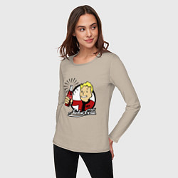 Лонгслив хлопковый женский Vault boy - nuka cola, цвет: миндальный — фото 2