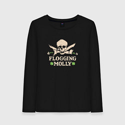 Лонгслив хлопковый женский Flogging Molly кельтик панк рок группа, цвет: черный