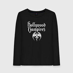 Лонгслив хлопковый женский Hollywood vampires рок группа, цвет: черный