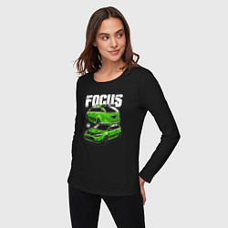 Лонгслив хлопковый женский Ford Focus art, цвет: черный — фото 2