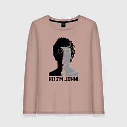 Лонгслив хлопковый женский Джон Леннон - портрет, цвет: пыльно-розовый