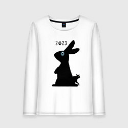 Лонгслив хлопковый женский Кот и кролик 2023, цвет: белый