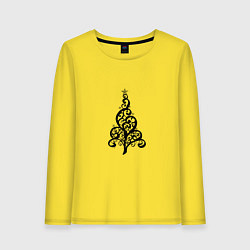 Лонгслив хлопковый женский Елка вензеля, цвет: желтый