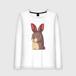 Лонгслив хлопковый женский Кролик-символ года, цвет: белый