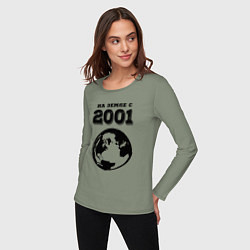 Лонгслив хлопковый женский На Земле с 2001 с краской на светлом, цвет: авокадо — фото 2