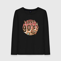 Лонгслив хлопковый женский I love 90-s, цвет: черный