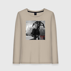 Лонгслив хлопковый женский Andrew Tate, цвет: миндальный