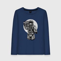 Женский лонгслив Летчик-истребитель с Бумбоксом слушает ретро музык