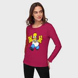 Лонгслив хлопковый женский Сердитый Гомер Симпсон - крутой чувак, цвет: маджента — фото 2