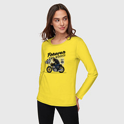 Лонгслив хлопковый женский Два колеса навсегда, цвет: желтый — фото 2