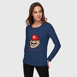 Лонгслив хлопковый женский Mario player 1, цвет: тёмно-синий — фото 2