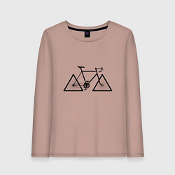 Лонгслив хлопковый женский Велосипед с треугольными колесами, цвет: пыльно-розовый