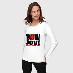 Лонгслив хлопковый женский Bon Jovi band, цвет: белый — фото 2