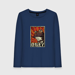 Лонгслив хлопковый женский Obey frog, цвет: тёмно-синий