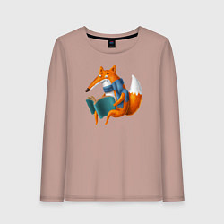 Женский лонгслив Лисица читает книгу