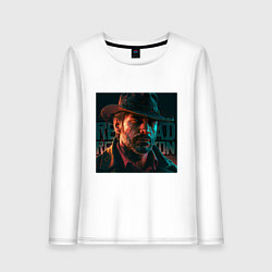 Лонгслив хлопковый женский Red Dead redemption, dark Arthur, цвет: белый
