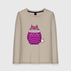 Лонгслив хлопковый женский Тоторо чеширский кот, цвет: миндальный