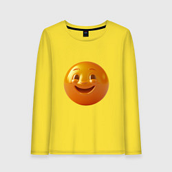 Лонгслив хлопковый женский Смайлик-улыбка, цвет: желтый