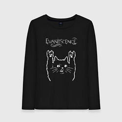 Лонгслив хлопковый женский Evanescence рок кот, цвет: черный