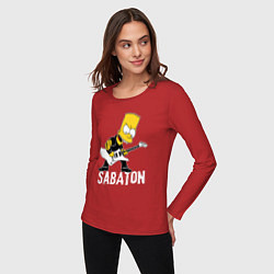 Лонгслив хлопковый женский Sabaton Барт Симпсон рокер, цвет: красный — фото 2