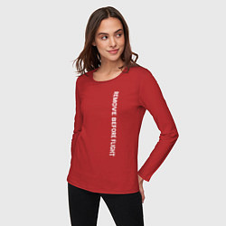 Лонгслив хлопковый женский Remove before flight, цвет: красный — фото 2