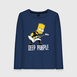 Лонгслив хлопковый женский Deep Purple Барт Симпсон рокер, цвет: тёмно-синий