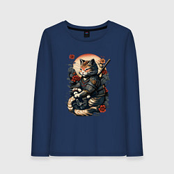 Женский лонгслив Самурай кот