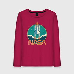 Лонгслив хлопковый женский NASA Ship, цвет: маджента