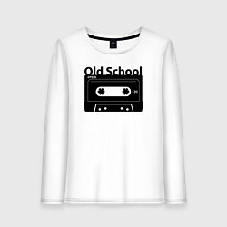 Лонгслив хлопковый женский Old school music, цвет: белый