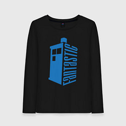 Лонгслив хлопковый женский Fantastic tardis, цвет: черный