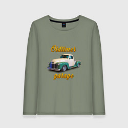 Лонгслив хлопковый женский Ретро пикап Chevrolet Thriftmaster, цвет: авокадо