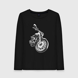 Лонгслив хлопковый женский Мотоцикл Yamaha, цвет: черный
