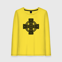 Лонгслив хлопковый женский Кельтский крест, цвет: желтый